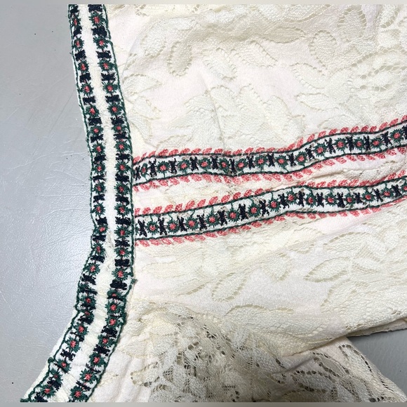 Coquette Cream Lace Romantic Dainty Mini Boho Embroidered Off Shoulder Dress S - Picture 7 of 8